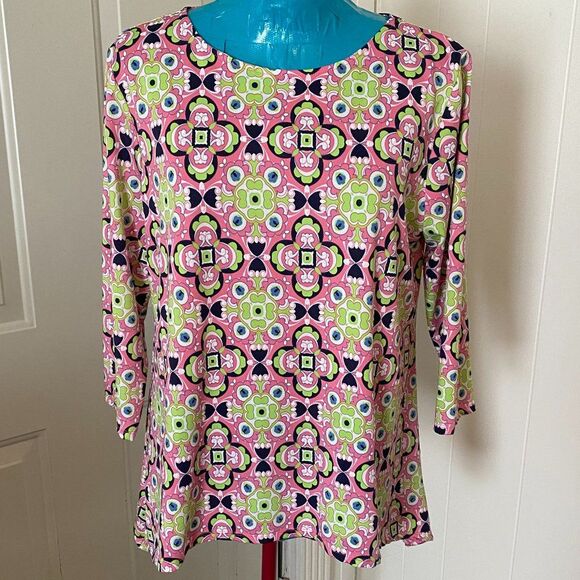 Ruby Rd. Petite Boho Sharks Bite Womens Top Size PL - Picture 1 of 7